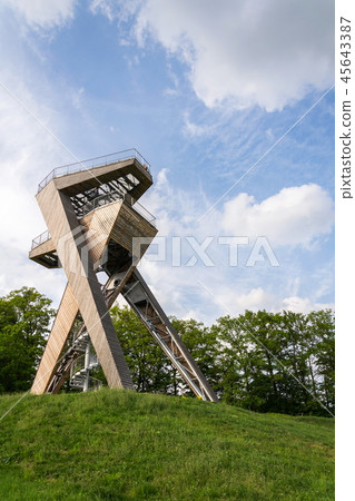 Observation deck on beautiful Salas lookout tower Observation deck on beautiful Salas lookout tower 45643387