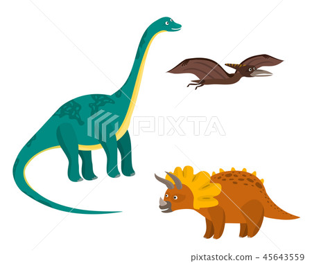 Cute cartoon colorful dinosaurs set - Stock Illustration [45643559] - PIXTA