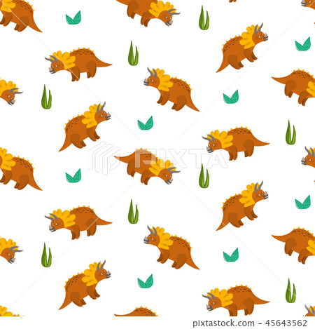Cute cartoon triceratops pattern for kids textile 45643562
