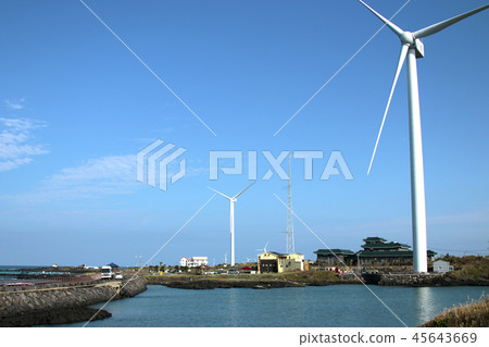 Sea, wind generator, rural, sky, 45643669