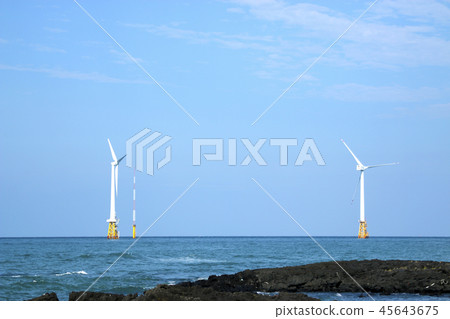 Sea, wind generator, sky, Sea, wind generator, sky, 45643675