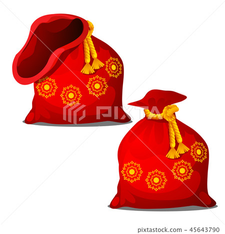 A red pouch of Santa Claus isolated on white background. Vector cartoon close-up illustration. A red pouch of Santa Claus isolated on white background. Vector cartoon close-up illustration. 45643790