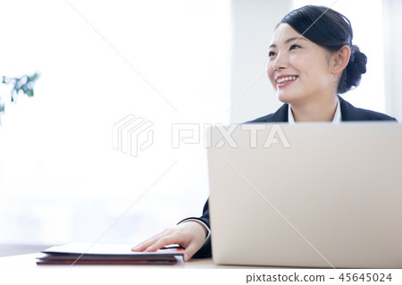 女商人企業個人計算機女性新的僱員 女商人企業個人計算機女性新的僱員 45645024