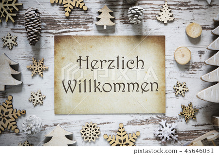Decoration, Paper, Willkommen Means Welcome 45646031