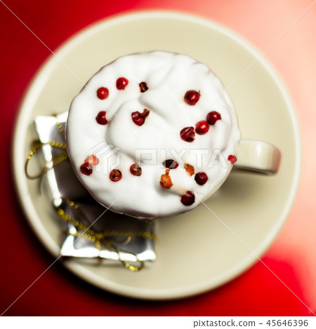 Christmas coffee with whipped cream  45646396
