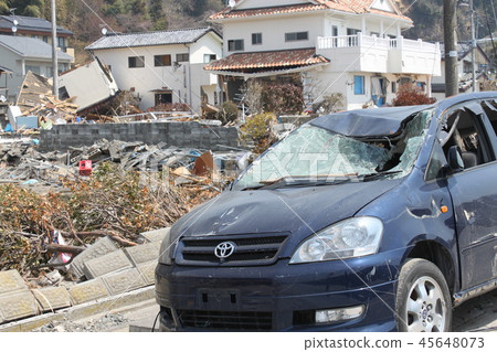 Earthquake damage, tsunami damage, disaster scenery 45648073