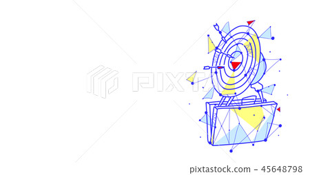Open briefcase target successful goal business strategy concept sketch doodle horizontal isolated 45648798