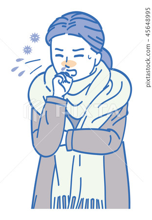 A woman sneezing A woman sneezing 45648995