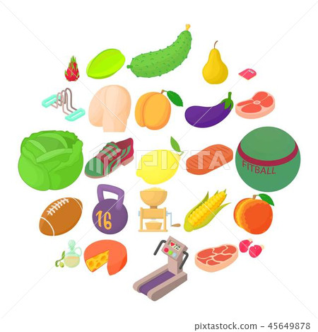 Physical icons set, cartoon style Physical icons set, cartoon style 45649878