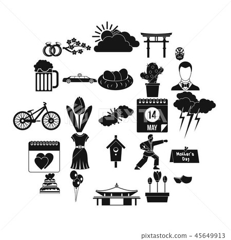 Floret icons set, simple style 45649913