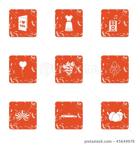 Congratulations to beloved icons set, grunge style 45649976