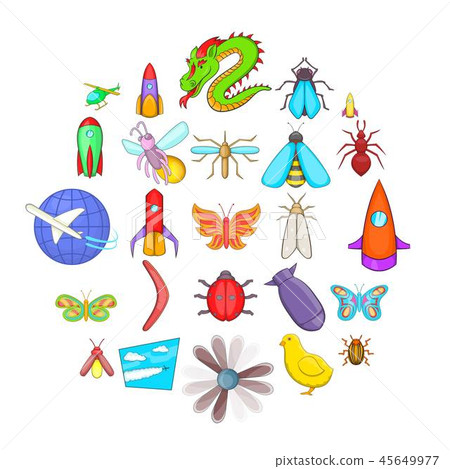 Wing icons set, cartoon style 45649977
