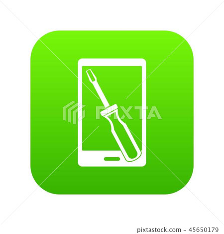 Renovation phone icon digital green Renovation phone icon digital green 45650179