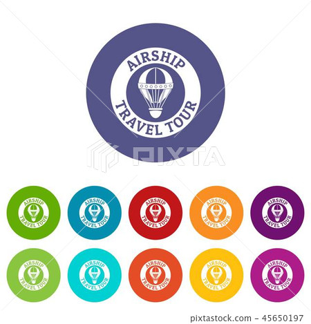 Minimal air balloon icons set vector color - Stock Illustration ...