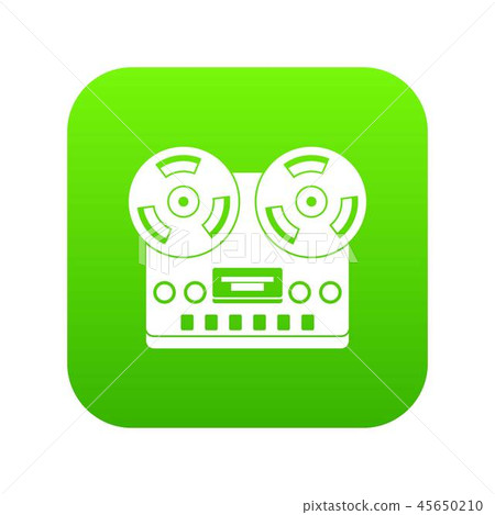 Retro tape recorder icon digital green Retro tape recorder icon digital green 45650210