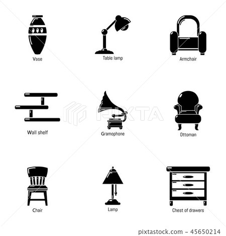 Antique room icons set, simple style Antique room icons set, simple style 45650214