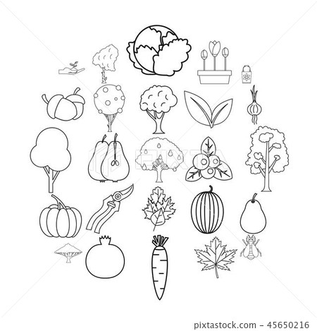 Gdn icons set, outline style Gdn icons set, outline style 45650216