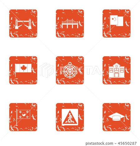 Canadian town icons set, grunge style Canadian town icons set, grunge style 45650287