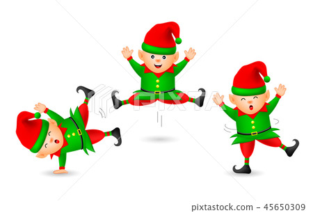 Collection of cute cartoon little elf.  45650309