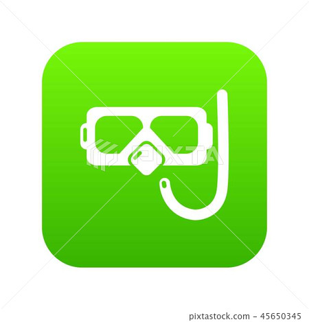 Diving mask snorkel icon green vector - Stock Illustration [45650345 ...