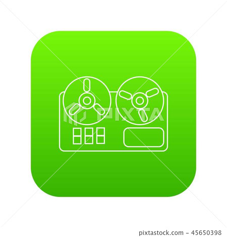 Reel tape recorder icon green vector 45650398
