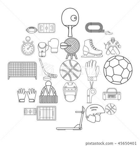 Football field icons set, outline style 45650401