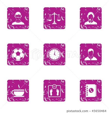 Coaching team icons set, grunge style Coaching team icons set, grunge style 45650464