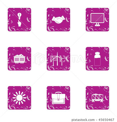 Energy crisis icons set, grunge style Energy crisis icons set, grunge style 45650467