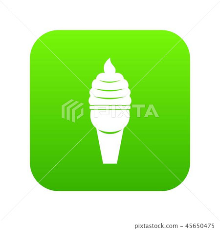 Ice cream in waffle cone icon digital green 45650475