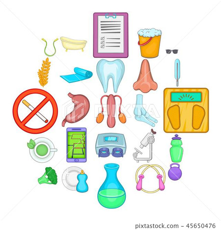Personal physician icons set, cartoon style 45650476