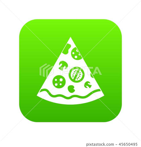 Pizza slice icon digital green 45650495