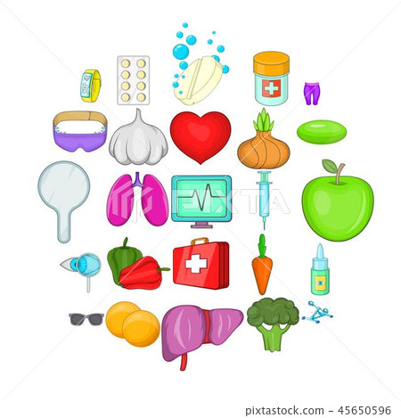 Folk remedies icons set, cartoon style 45650596