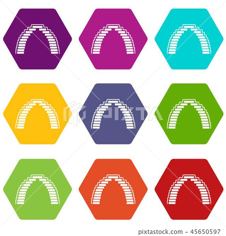 Pyramid arch icons set 9 vector 45650597