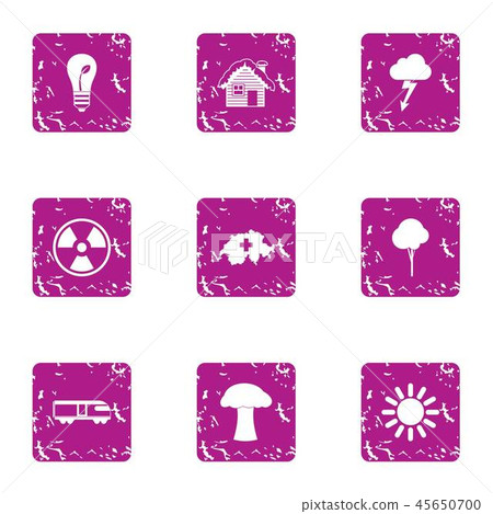 Climatic icons set, grunge style 45650700