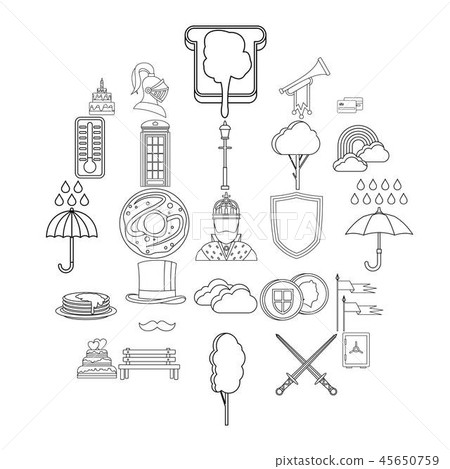 Breakfast in bed icons set, outline style 45650759
