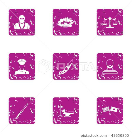 Friendship of nations icons set, grunge style 45650800