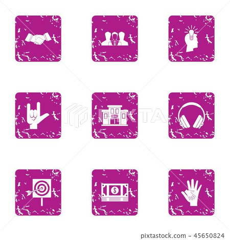 Business objective icons set, grunge style Business objective icons set, grunge style 45650824