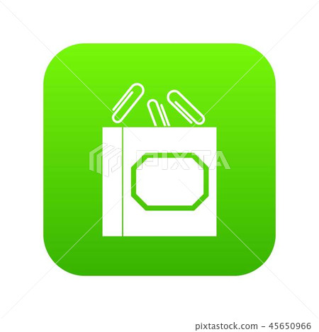 Paper clips box icon digital green Paper clips box icon digital green 45650966