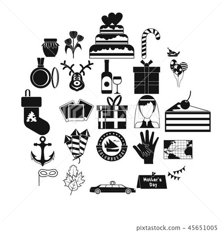 Festive icons set, simple style 45651005