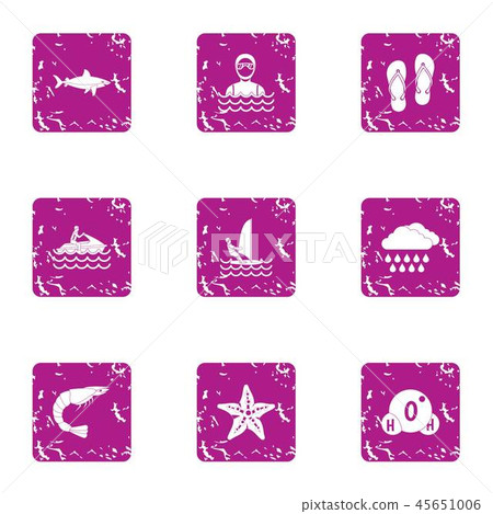 Hydrotherapeutic procedure icons set, grunge style Hydrotherapeutic procedure icons set, grunge style 45651006