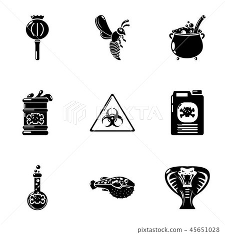 Chemical poison icons set, simple style Chemical poison icons set, simple style 45651028