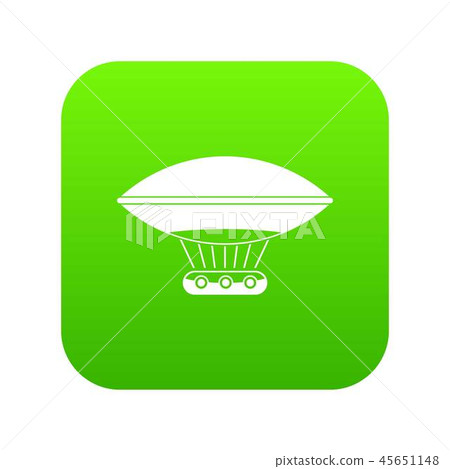 Hot air balloon with gondola basket icon digital green Hot air balloon with gondola basket icon digital green 45651148