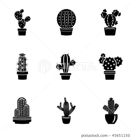 Prickly plant icons set, simple style 45651150