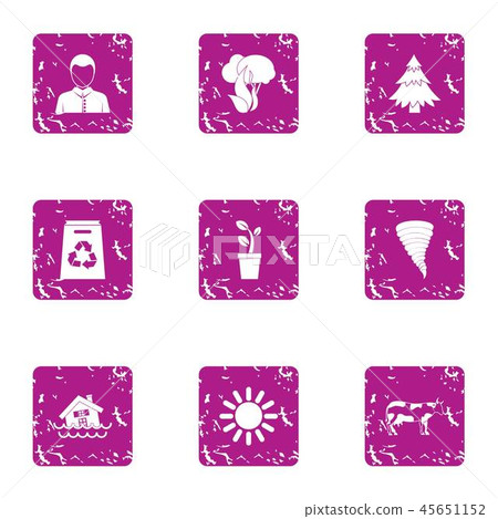 Rescuing nation icons set, grunge style 45651152