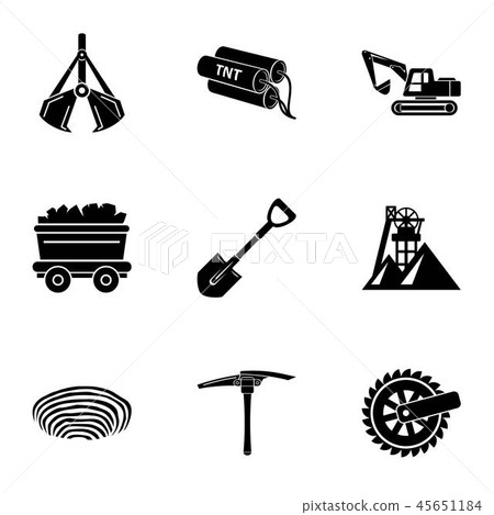Quartz Processing Icon Processing of stone icons set, simple style - Stock Illustration ...