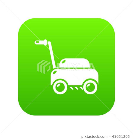 Lawn mower machine icon green vector Lawn mower machine icon green vector 45651205