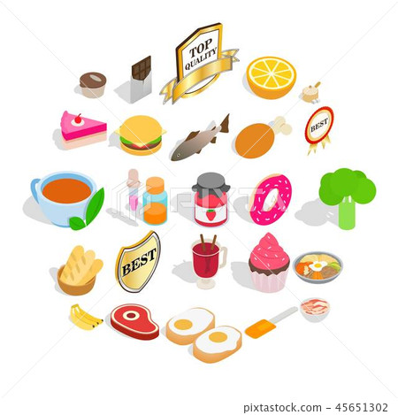 Smoothies icons set, isometric style Smoothies icons set, isometric style 45651302