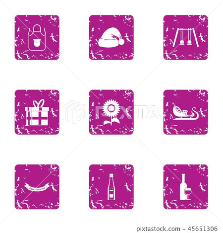 Eve party icons set, grunge style Eve party icons set, grunge style 45651306