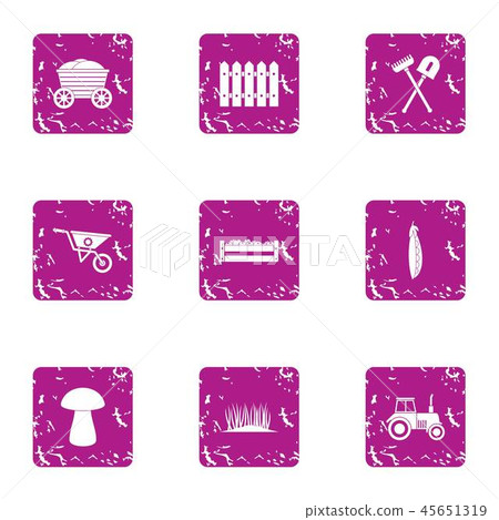 Tillage icons set, grunge style 45651319