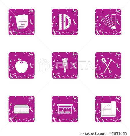 Design house icons set, grunge style Design house icons set, grunge style 45651463